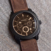 Chronograph Black Stainless Steel And  Brown Leather And metal strap  Watch