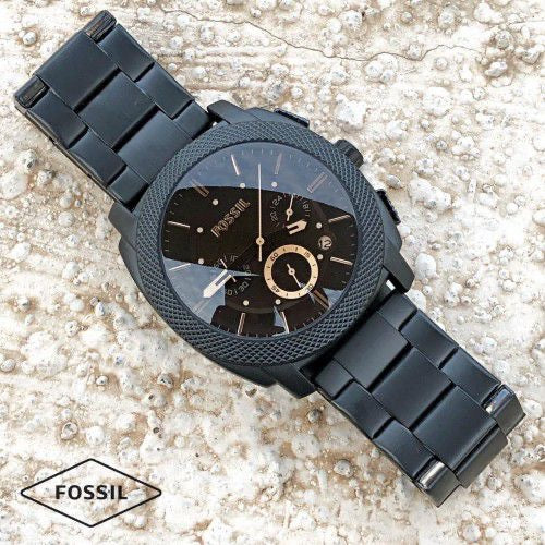 Chronograph Black Stainless Steel And  Brown Leather And metal strap  Watch