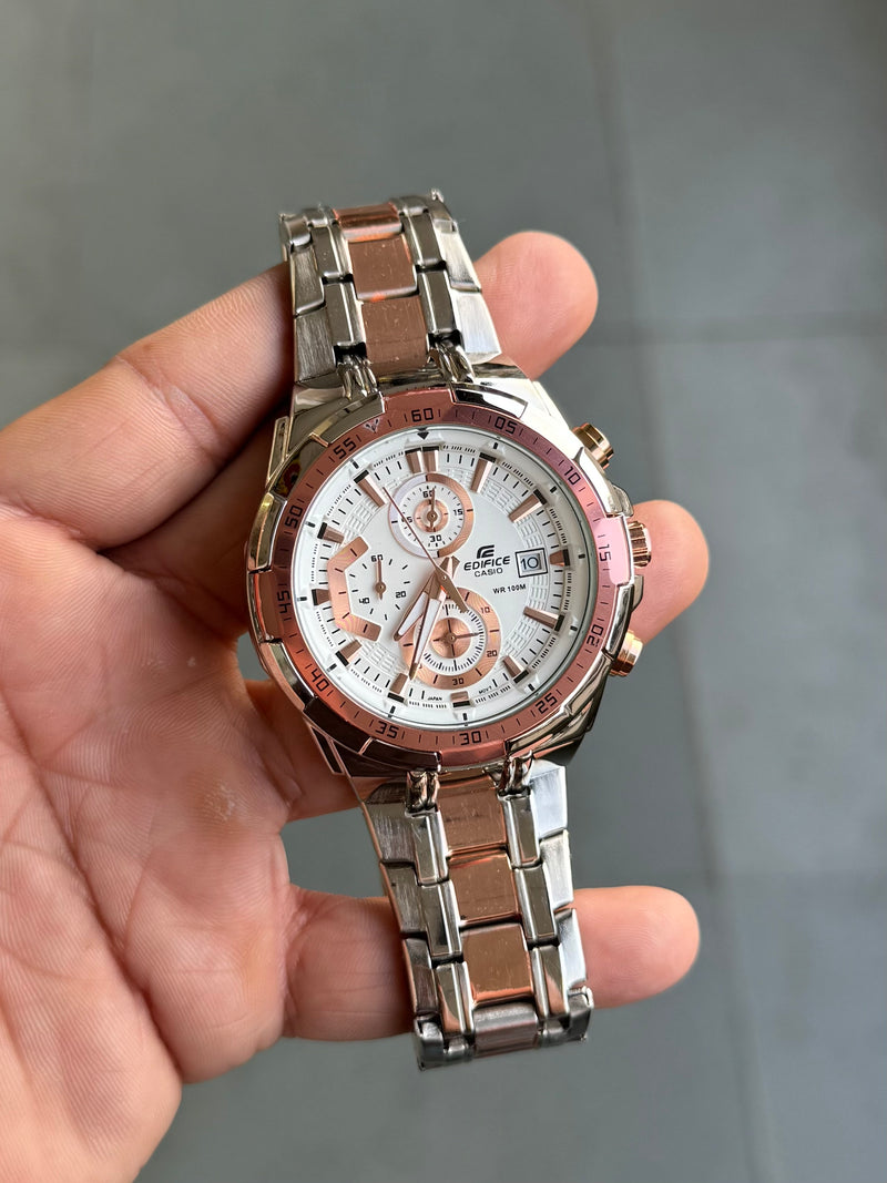 EdiFice 539 Rose Gold White Dial