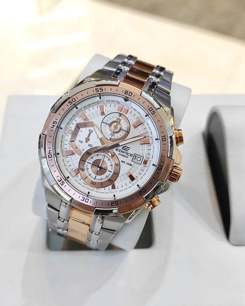 EdiFice 539 Rose Gold White Dial